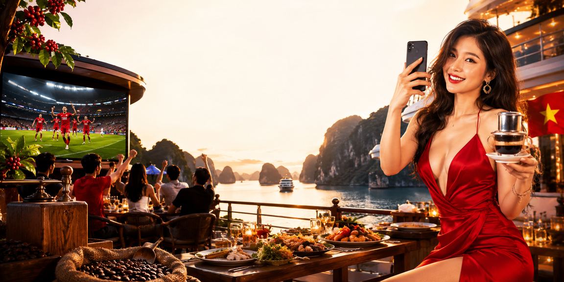 Người chơi tại Hạ Long trải nghiệm jackpot slots trên điện thoại bên ly cà phê buổi sáng
