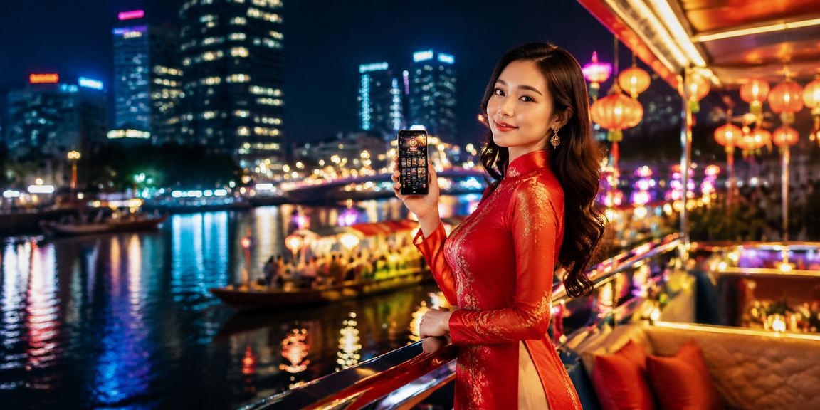 Người dùng VIP nhận thưởng tại Hà Nội trong trang phục áo dài truyền thống