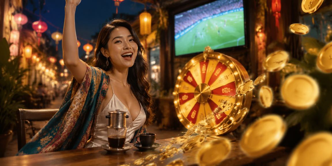 Người dùng tại Hội An thực hiện giao dịch trên d3k2 bên tách cà phê buổi sáng