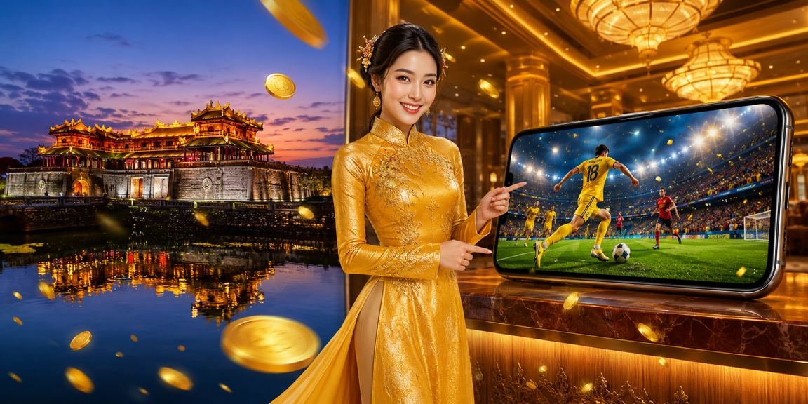 Người dùng Huế chơi casino trên điện thoại với trang phục áo dài truyền thống